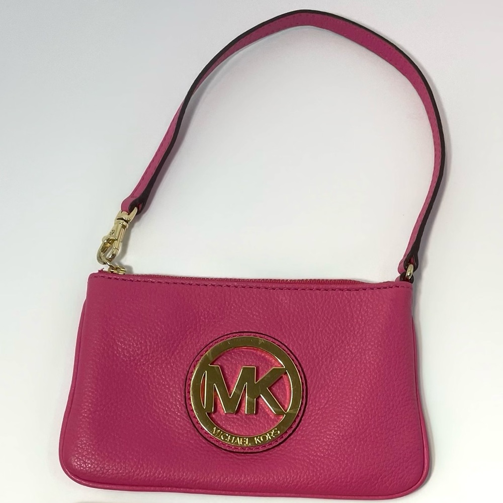 Michael Kors pink leather wristlet